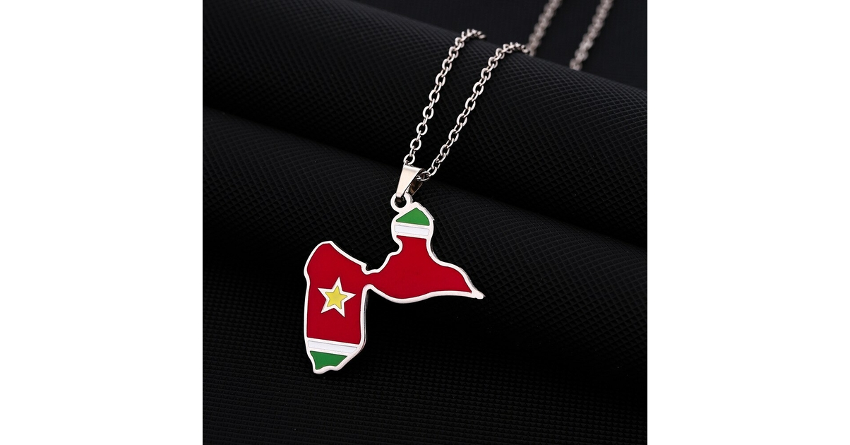 Guadeloupe Carte Pendentif Colliers - Motif Ethnique Drapeau Région Guadeloupe Cartes Clavicule Chaîne Colliers Charme Hip Hop Patriotisme Bijoux Pour